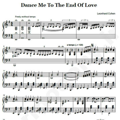 نت پیانو Dance Me to the End of Love
