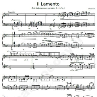 نت پیانو Etude No. 1  Il lamento فرانتس لیست