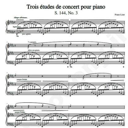 نت پیانو Etude No. 3  Un sospiro فرانتس لیست