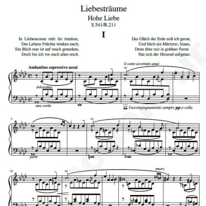 نت پیانو Liebestraum No.1 فرانتس لیست