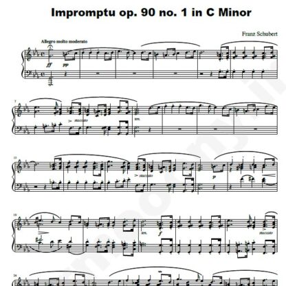 نت پیانو Impromptu D. 899 op 90 no 1 in C Minor Franz Schubert