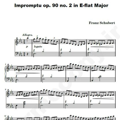 نت پیانو Impromptu D. 899 op 90 no 2 in E-flat Major Franz Schubert