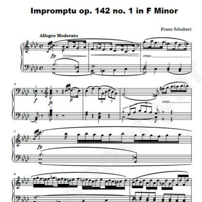 نت پیانو Impromptu D. 935 op 142 no 1 in F Minor Franz Schubert