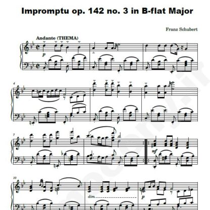 نت پیانو Impromptu D. 935 op 142 no 3 in B-flat major Franz Schubert