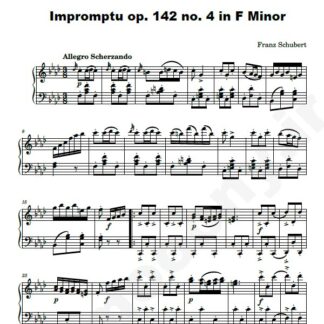 نت پیانو Impromptu D. 935 op 142 no 4 in F Minor Franz Schubert