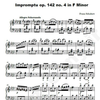 نت پیانو Impromptu D. 935 op 142 no 4 in F Minor Franz Schubert