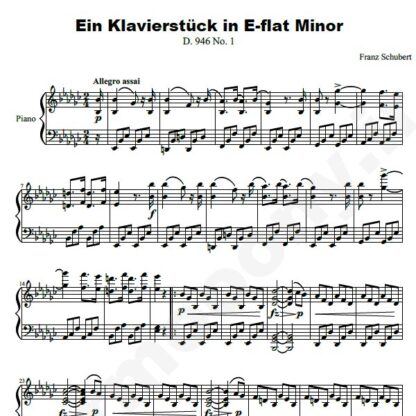 نت پیانو Impromptu D.946 no 1 in E-flat Minor Franz Schubert