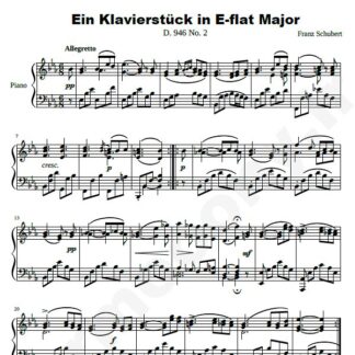 نت پیانو Impromptu D.946 no 2 in E-flat Major Franz Schubert