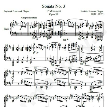 نت پیانو Sonata No. 3  1st Movement in B minor  Op. 58
