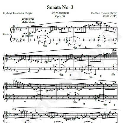 نت پیانو Sonata No. 3  2nd Movement in B minor  Op. 58