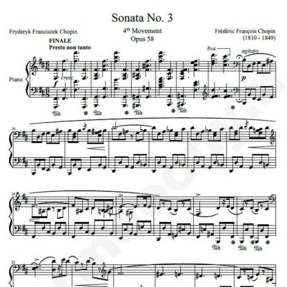 نت پیانو Sonata No. 3  4td Movement in B minor  Op. 58