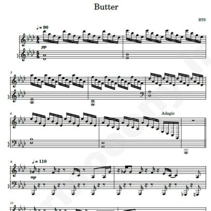 نت پیانو butter bts