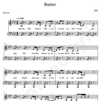 نت پیانو butter bts