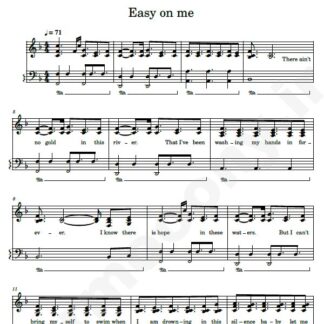 نت پیانو easy on me adele