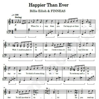 نت پیانو Happier Than Ever