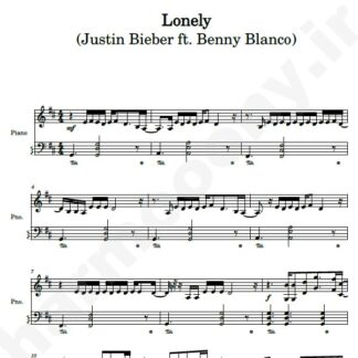نت پیانو lonely جاستین بیبر