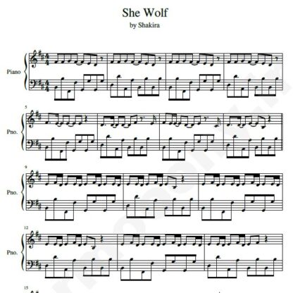 نت پیانو she wolf شکیرا