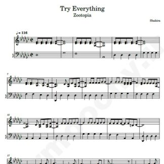 نت پیانو Try Everything شکیرا