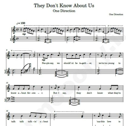 نت پیانو They Don’t Know About Us وان دایرکشن