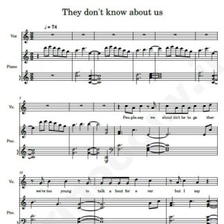 نت پیانو They Don’t Know About Us وان دایرکشن