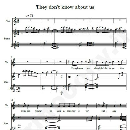 نت پیانو They Don’t Know About Us وان دایرکشن