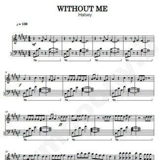 نت پیانو without me halsey