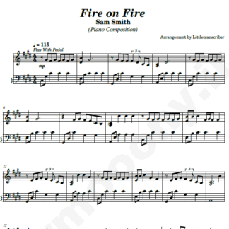 نت پیانو fire on fire sam smith