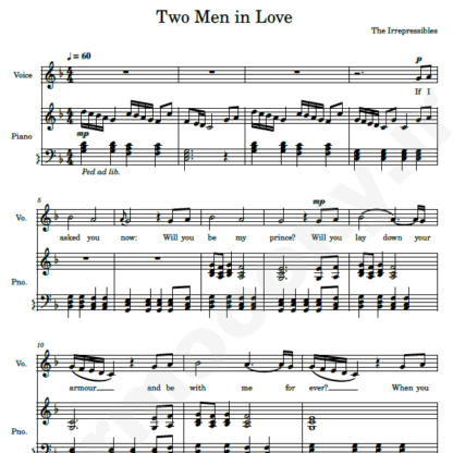 نت پیانو two men in love