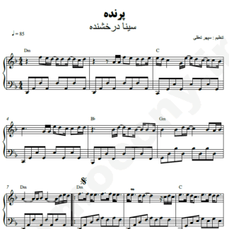 نت پیانو پرنده سینا درخشنده