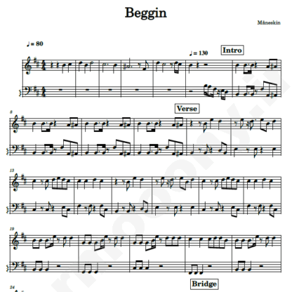 نت پیانو beggin