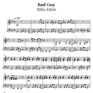 نت پیانو bad guy Billie Eilish