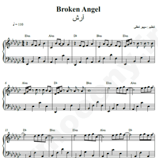 نت پیانو broken angel آرش