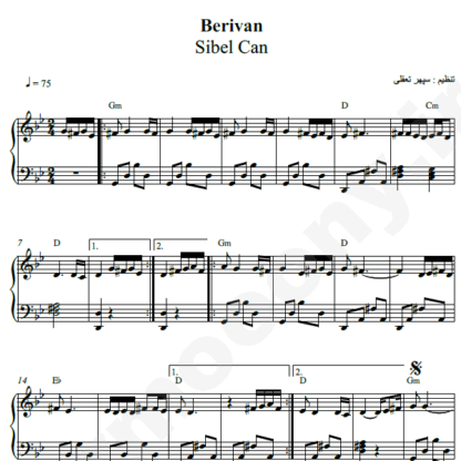 نت پیانو berivan sibel can