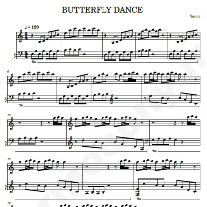 نت پیانو butterfly dance yanni