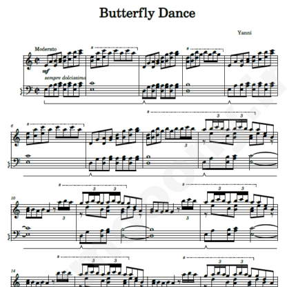 نت پیانو butterfly dance yanni