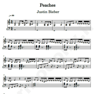 نت پیانو peaches justin bieber