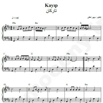 نت پیانو kayip tarkan
