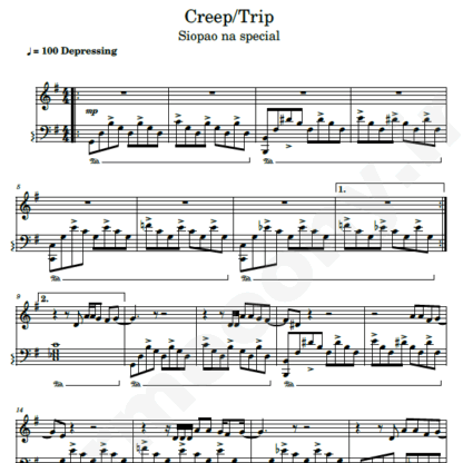 نت پیانو creep radiohead