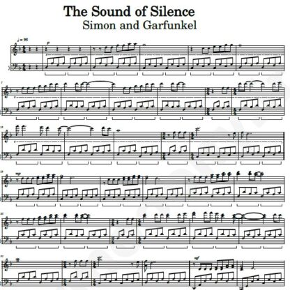نت پیانو the sound of silence