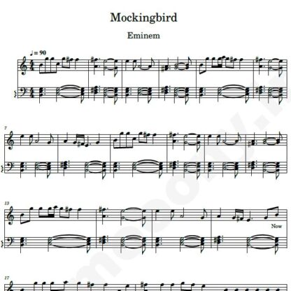 نت پیانو mockingbird eminem