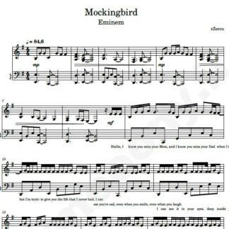 نت پیانو mockingbird eminem