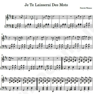 نت پیانو patrick watson je te laisserai des mots