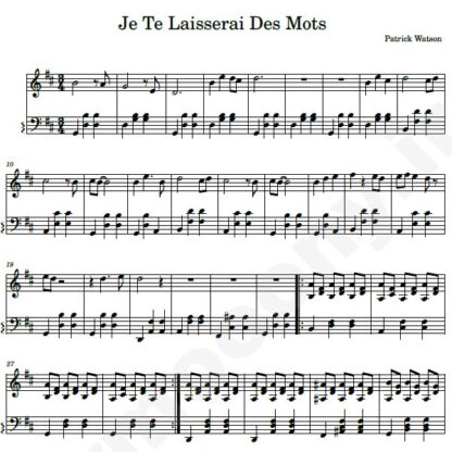 نت پیانو patrick watson je te laisserai des mots