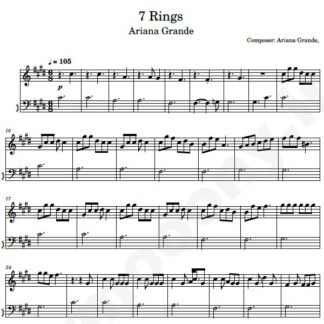 نت پیانو 7 rings ariana grande