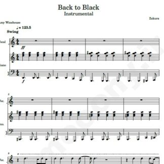 نت پیانو back to black