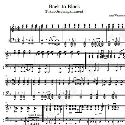 نت پیانو back to black