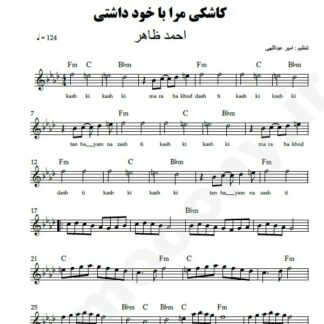 نت کیبورد کاشکی مرا با خود داشتی احمد ظاهر