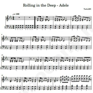 نت پیانو rolling in the deep adele