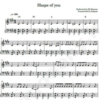 نت پیانو shape of you