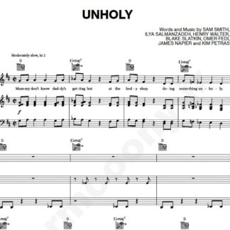 نت پیانو unholy sam smith